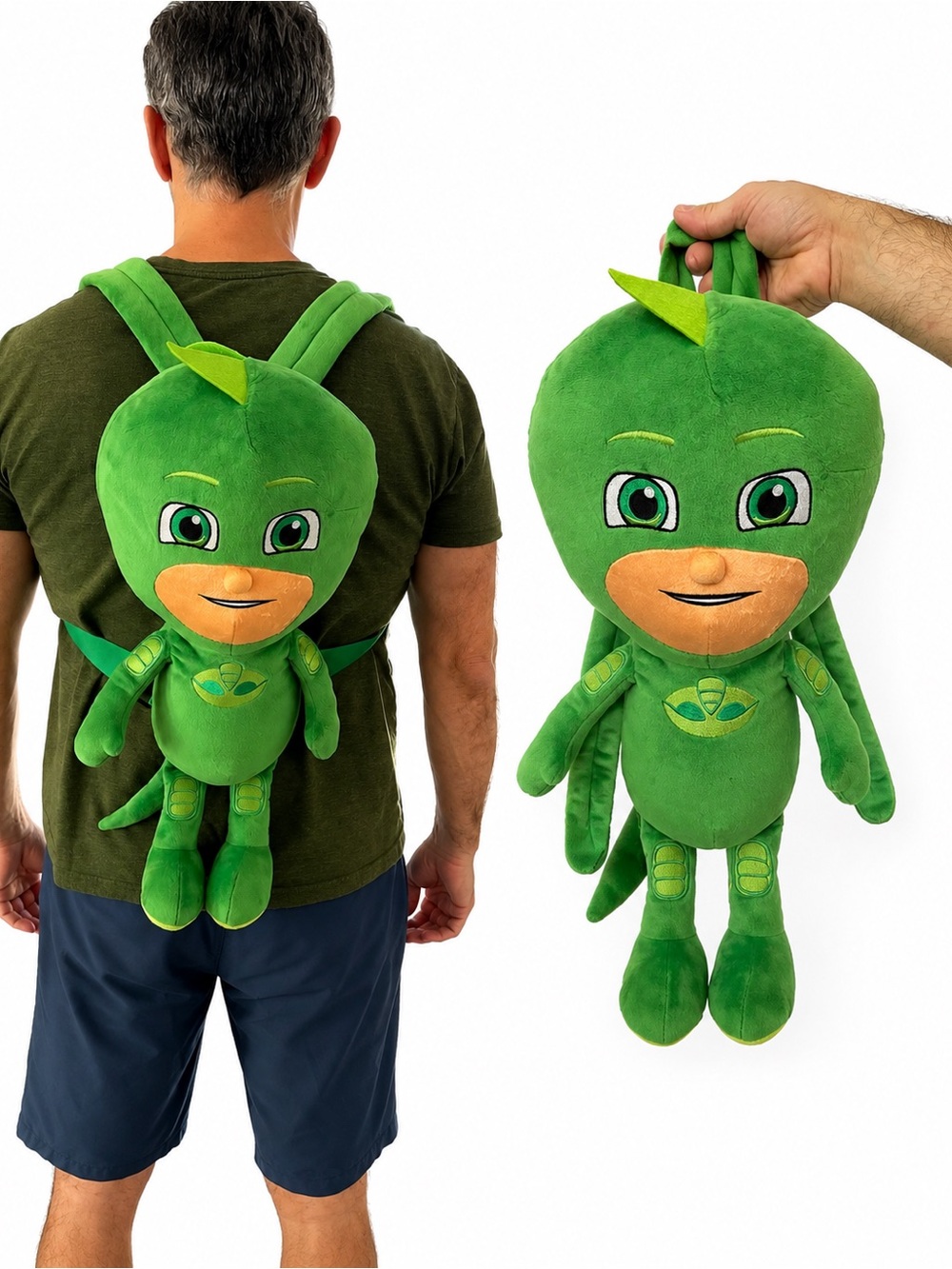 Green Plush Character Kids Backpack - Soft Plush Gekko Backpack